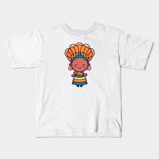 Cute Traditional Brazilian Woman with Headdress Kids T-Shirt